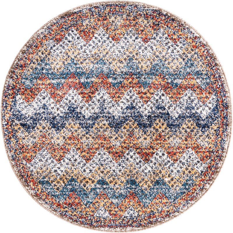 3' 3 x 3' 3 Walworth · Chevron rug, rust and blue