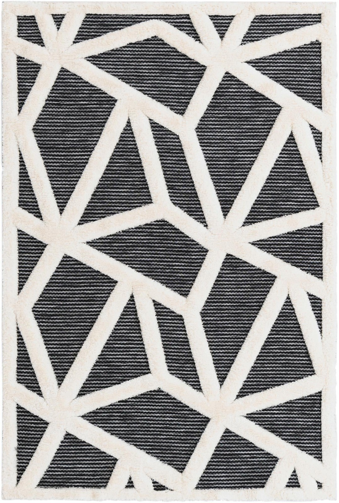 4' x 6' Sutter · Geometric line rug, gray and ivory