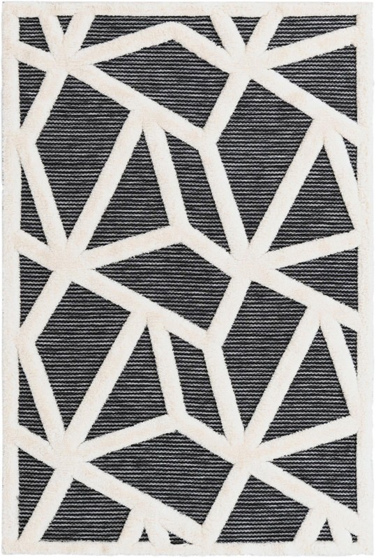 Sutter · Geometric line rug, gray and ivory