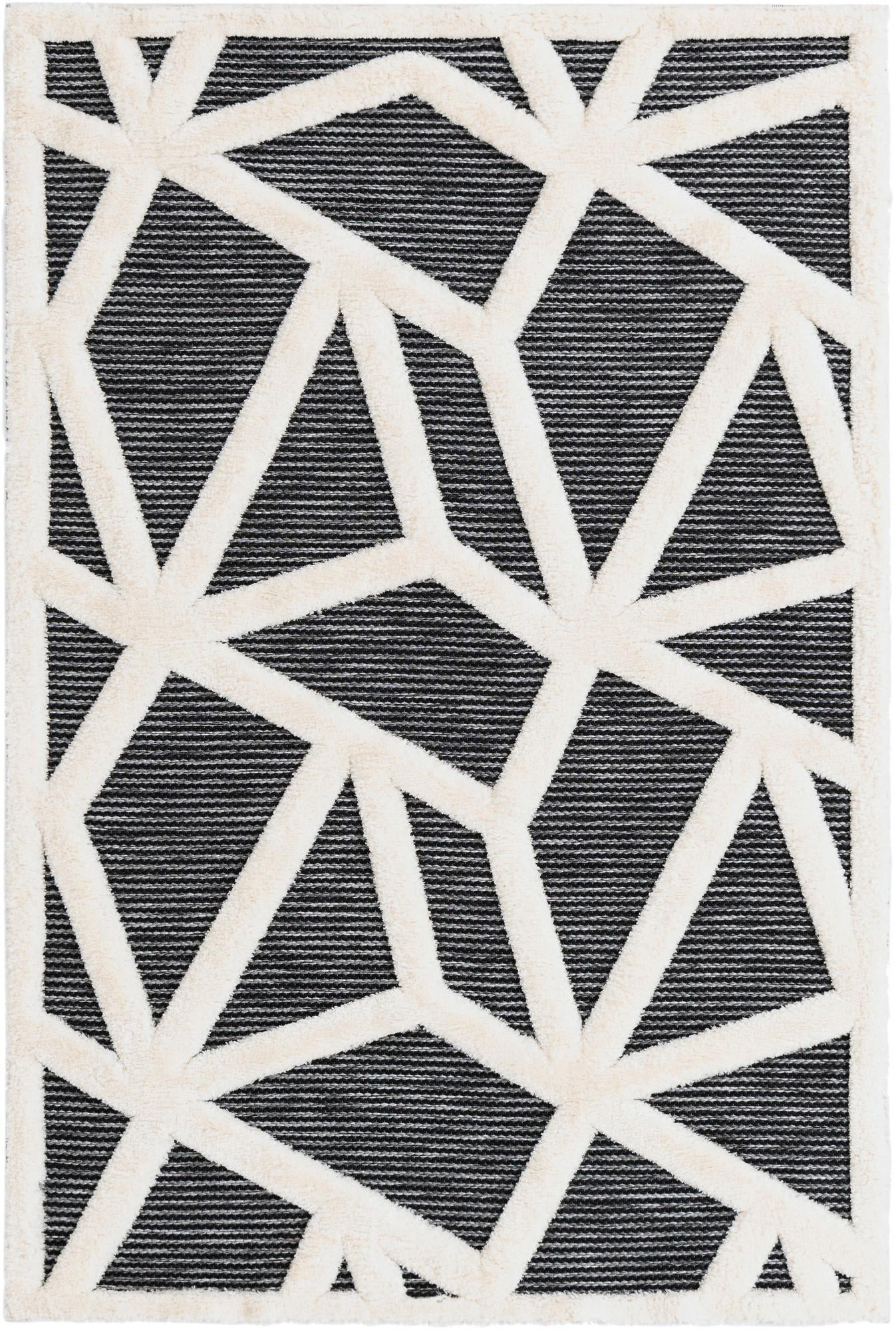 4' x 6' Sutter · Geometric line rug, gray and ivory
