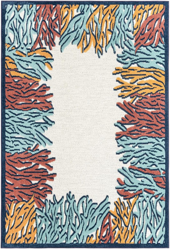 6' x 9' Ely · Border Outdoor Rug, multi