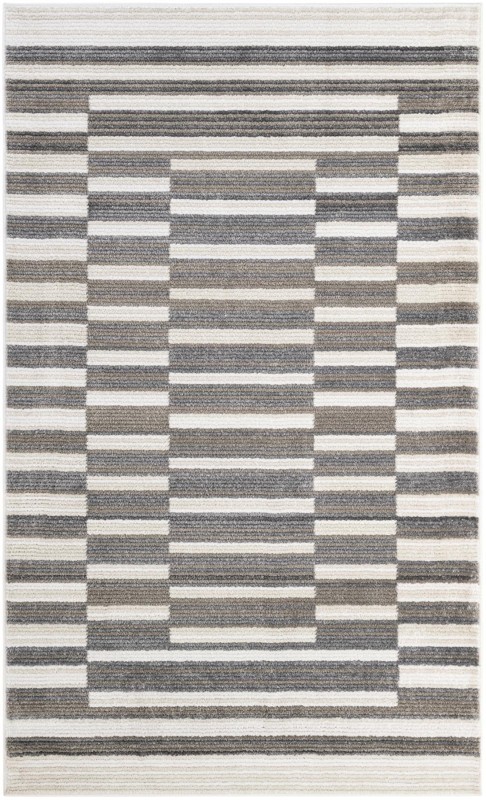 5' x 8' Brandt · Geometric rug, gray and ivory
