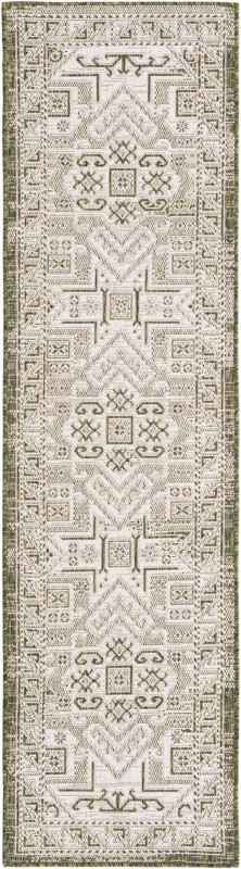 2' x 8' Estuary · Border Outdoor Rug, green