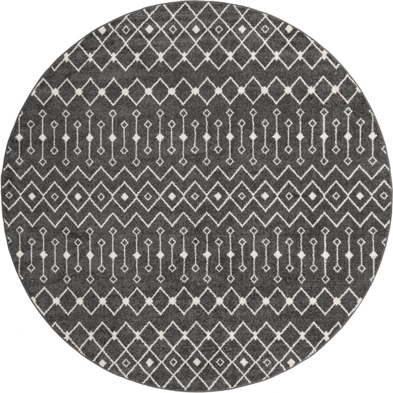 10' x 10' Boswell · Geometric tribal rug, dark gray and ivory