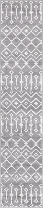 2' x 9' 10 Dudley · Chevron rug, grey