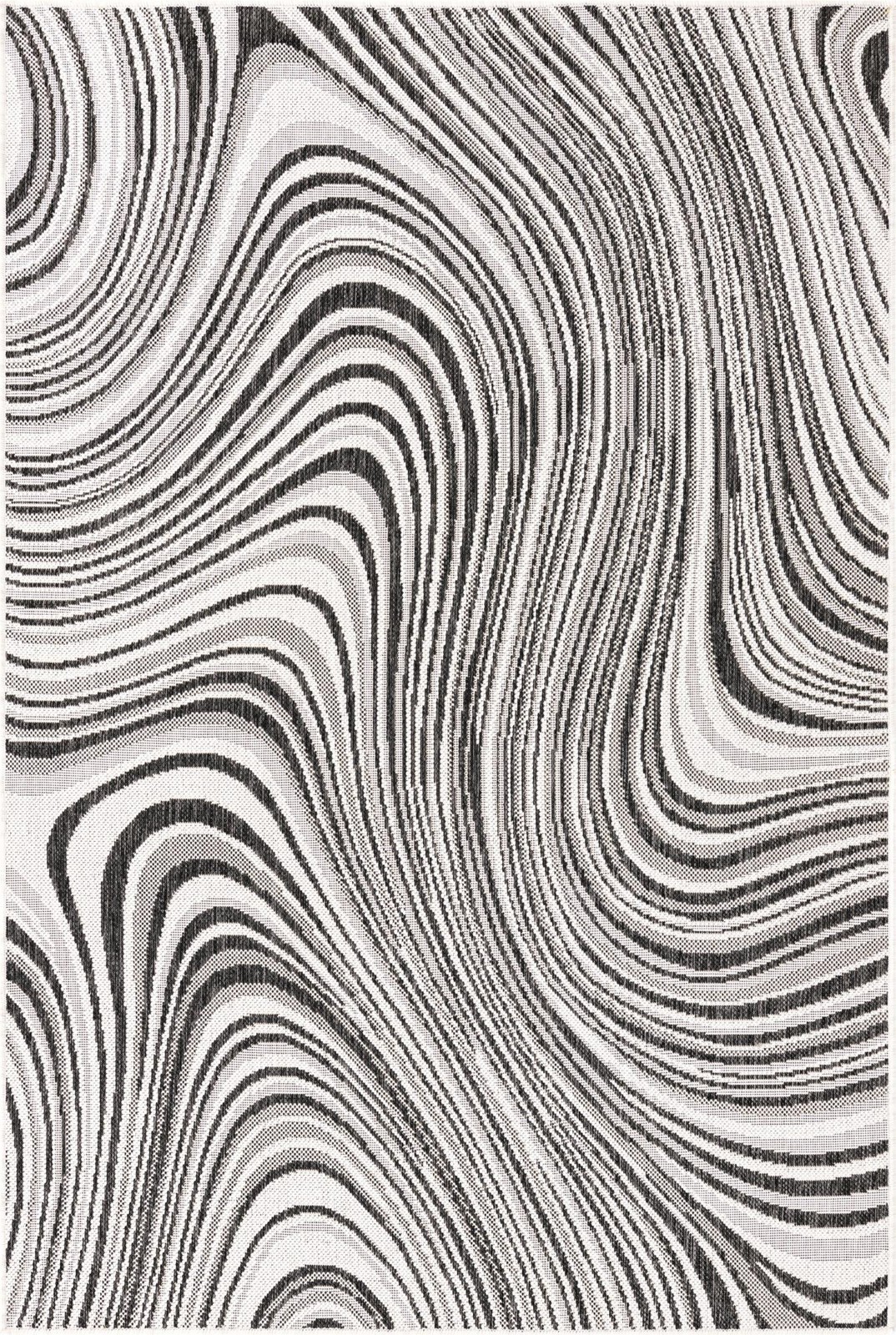 4' x 6' Lander · Swirl Outdoor Rug, charcoal and ivory