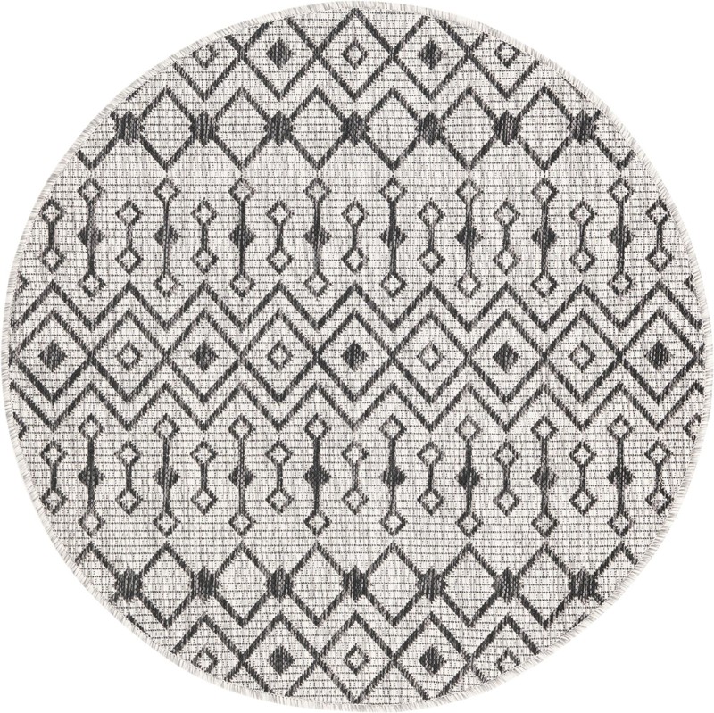 3' x 3' Kearney · Chevron Outdoor Rug, gray