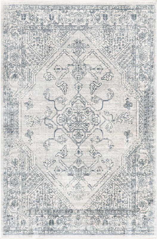 5' 3 x 8' Opal · Border rug, gray