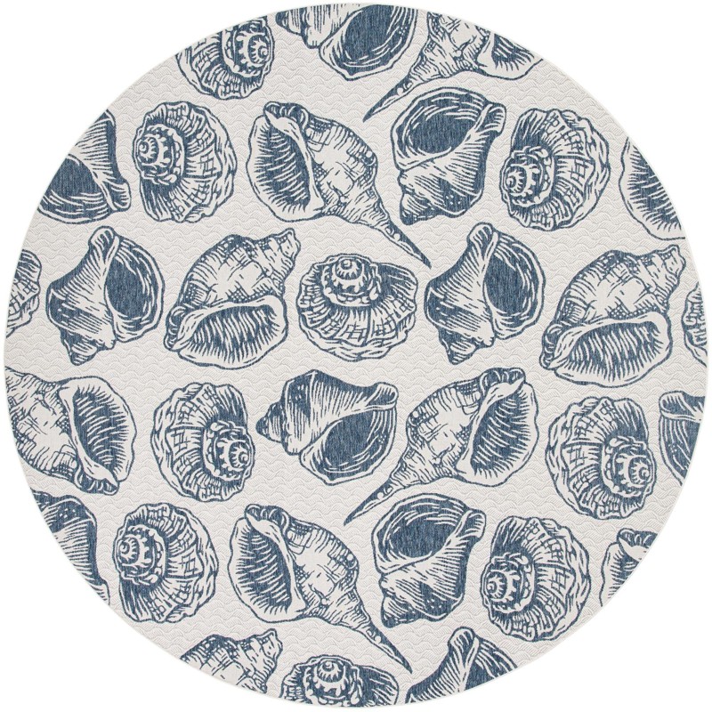 13' x 13' Arcata · Seashell Outdoor Rug, navy and ivory