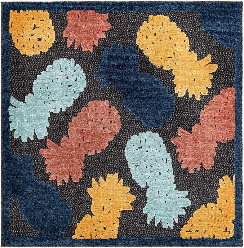 5' 3 x 5' 3 Ewell · Border Outdoor Rug, black