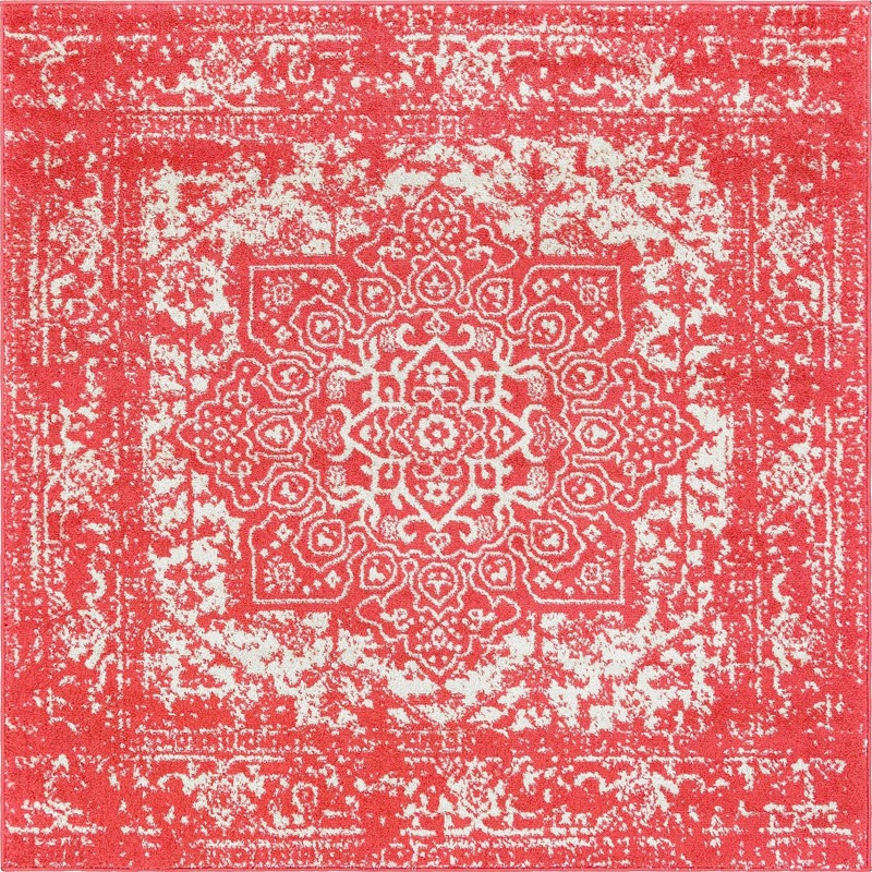 5' 3 x 5' 3 Birch · Border rug, pink