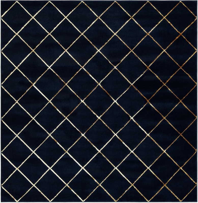 7' 10 x 7' 10 Gilchrist · Diamond rug, navy blue and gold