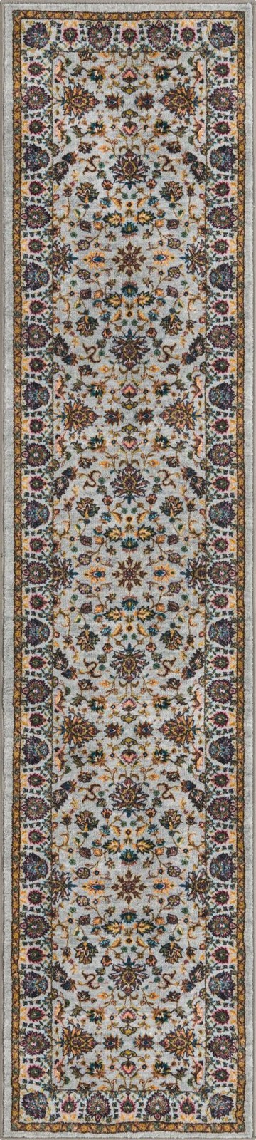 2' 2 x 10' Bluebell · Floral oriental rug, gray and multi