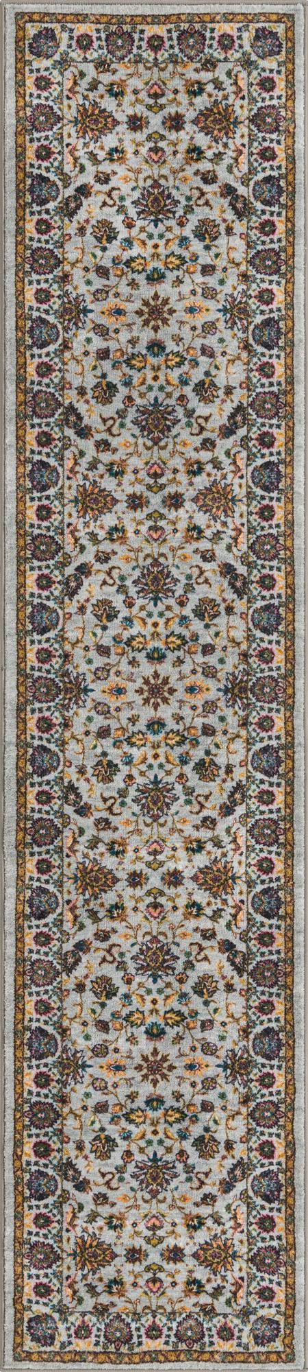 2' 2 x 10' Bluebell · Floral oriental rug, gray and multi