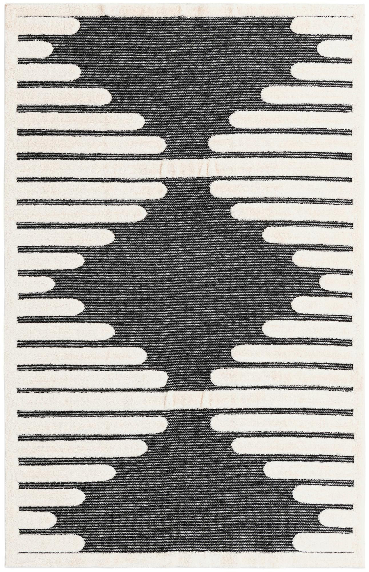 6' x 9' Hibbert · Geometric lines rug, gray and ivory