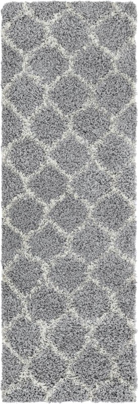 Barnett · Lattice Shag Rug, gray and ivory