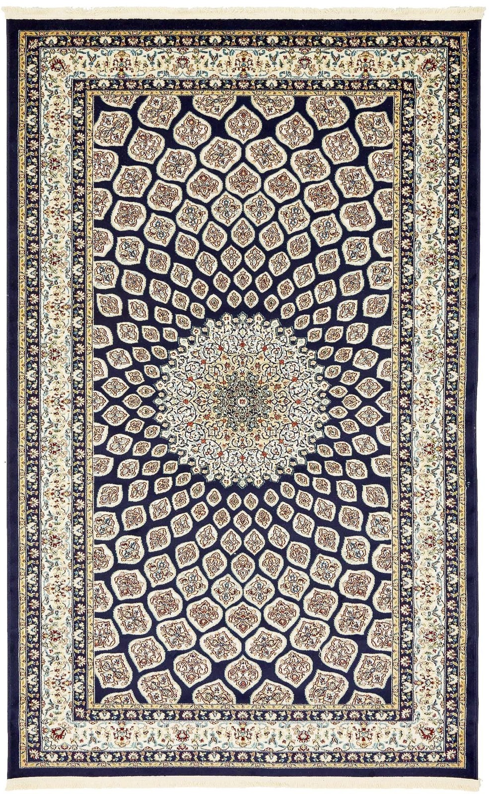 5' 3 x 8' Blakemore · Medallion rug, navy and cream
