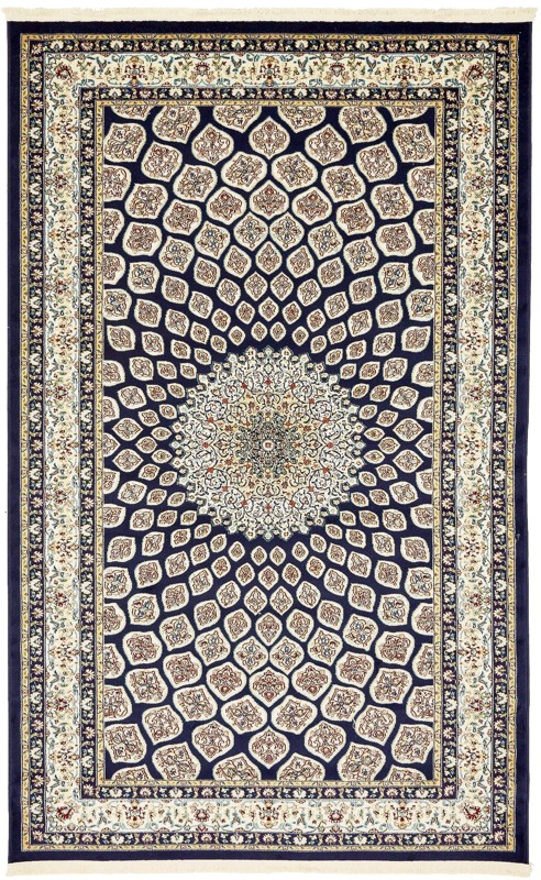 5' 3 x 8' Blakemore · Medallion rug, navy and cream
