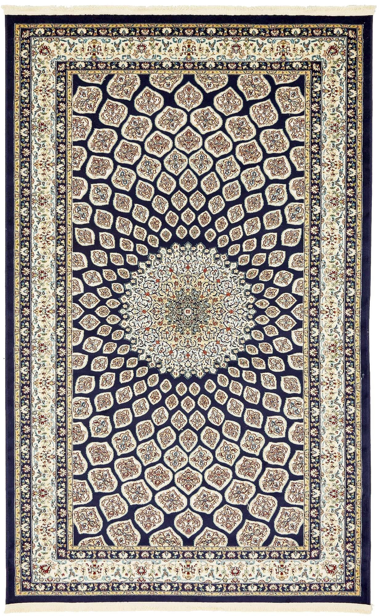 5' 3 x 8' Blakemore · Medallion rug, navy and cream