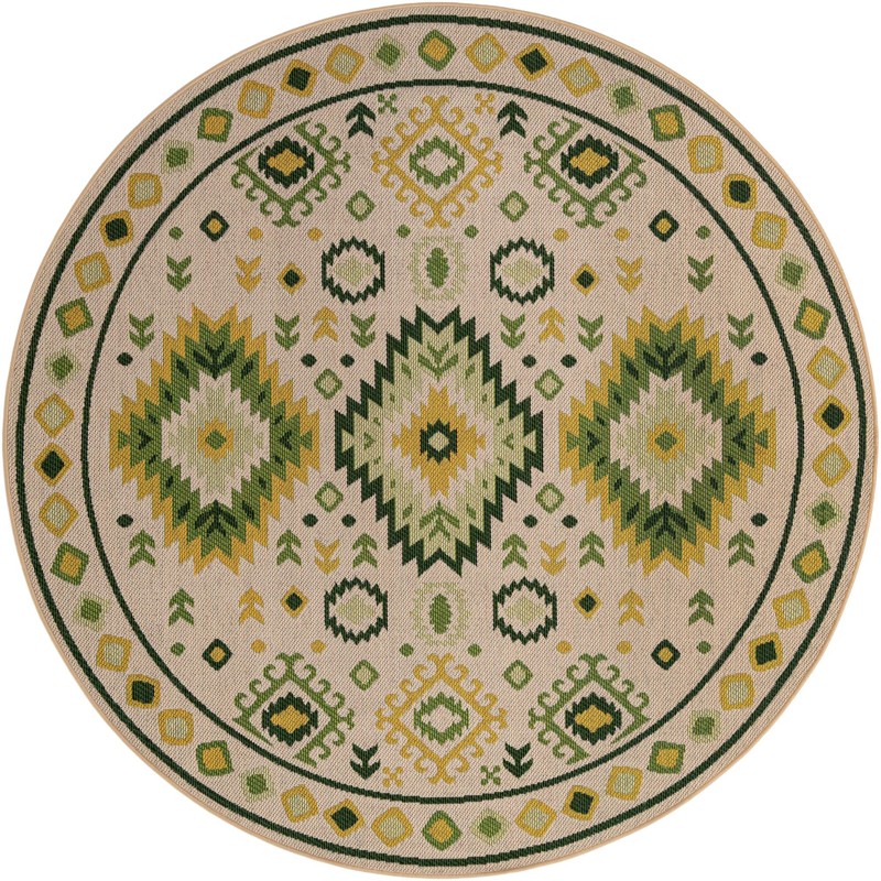 Whitfield · Border Outdoor Rug, beige and green