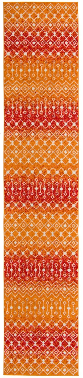 3' 3 x 16' 5 Boswell · Geometric diamond rug, orange and ivory