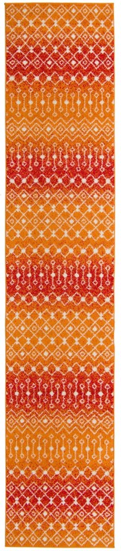 3' 3 x 16' 5 Boswell · Geometric diamond rug, orange and ivory