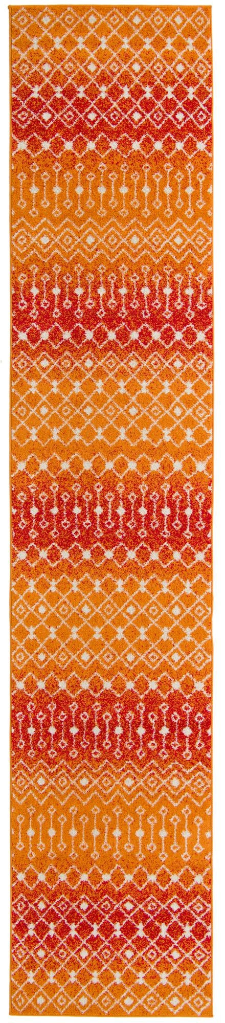 3' 3 x 16' 5 Boswell · Geometric diamond rug, orange and ivory