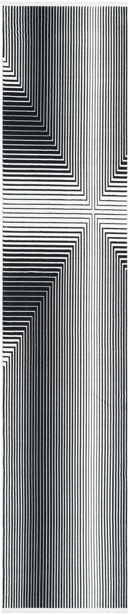 2' 7 x 12' Riggs · Geometric lines rug, black and white