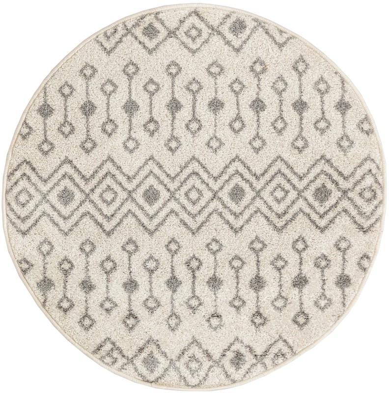 3' x 3' Boswell · Geometric lattice rug, ivory and gray