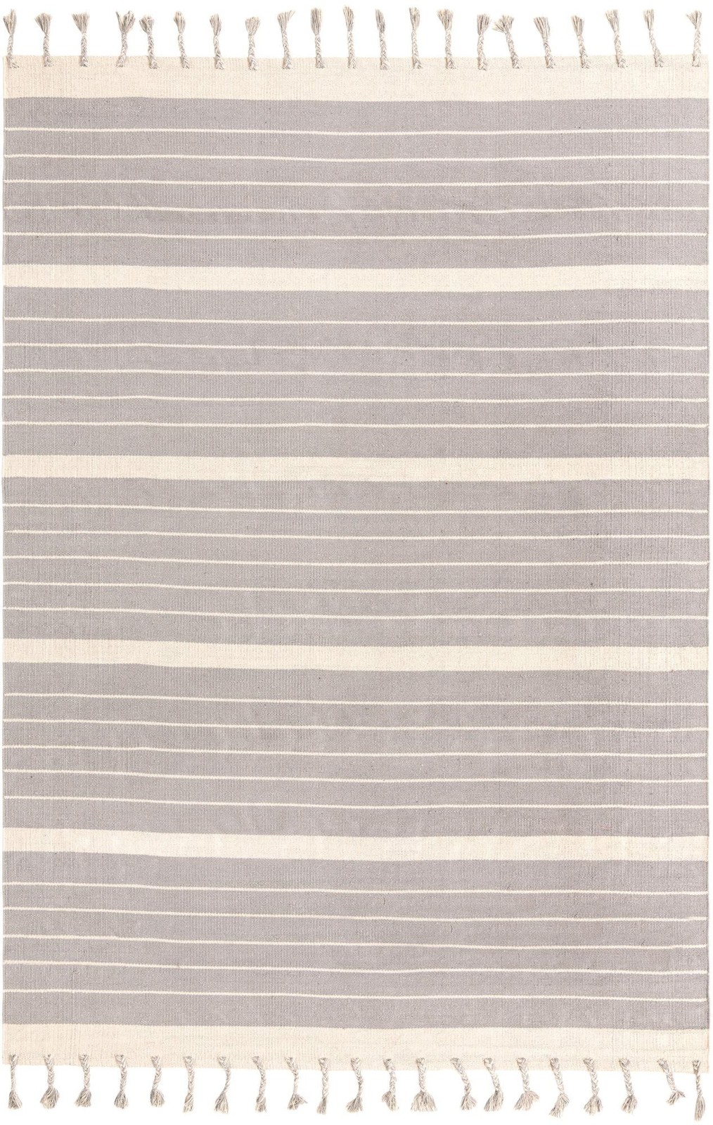 7' 1 x 10' Ottley · Striped Chindi Rug, gray and cream
