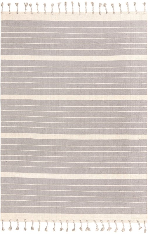 7' 1 x 10' Ottley · Striped Chindi Rug, gray and cream