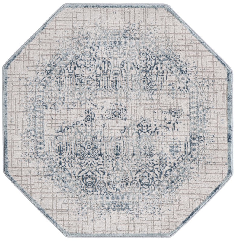 4' x 4' Ardmore · Distressed medallion rug, blue and ivory