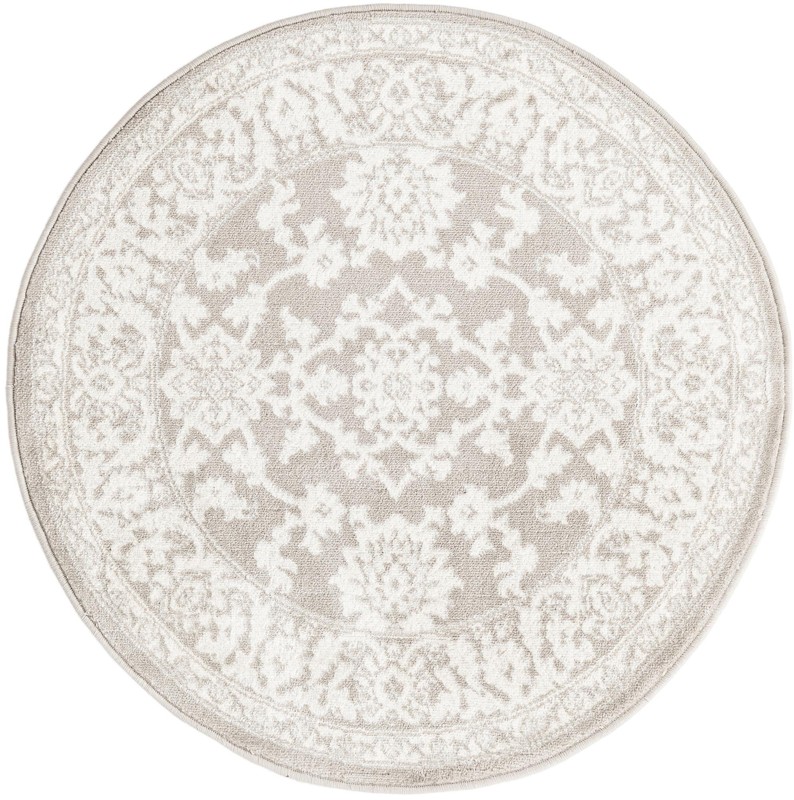 3' x 3' Reuben · Medallion rug, light gray and ivory