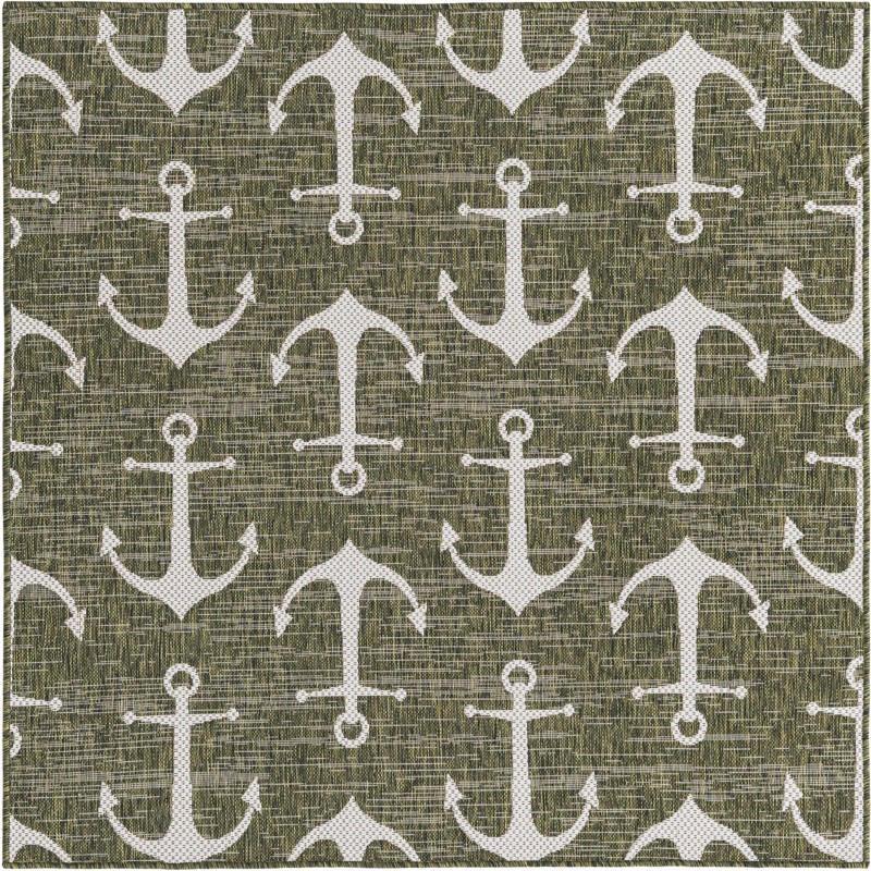 5' 3 x 5' 3 Millbrook · Pictoral Outdoor Rug, green