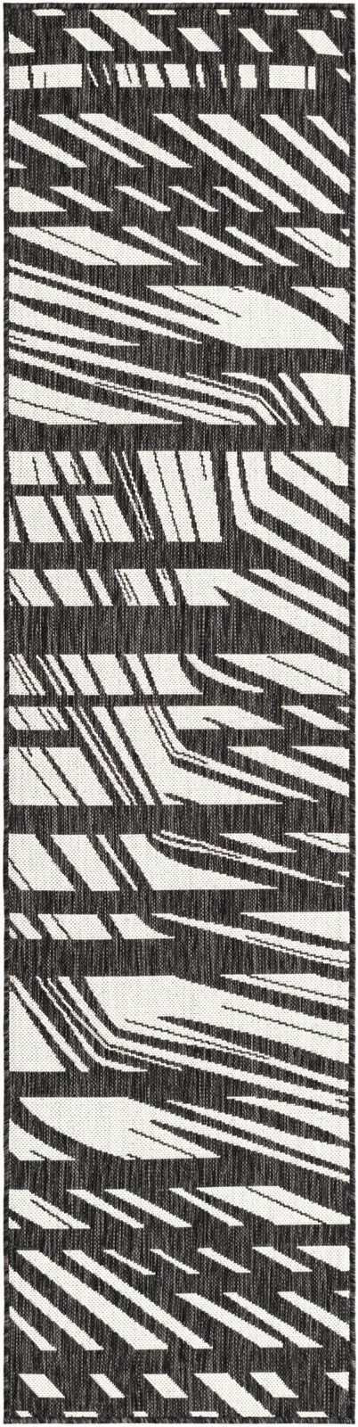 2' x 8' Frasier · Abstract geometric Outdoor Rug, black and white