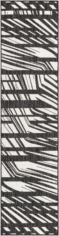 2' x 8' Frasier · Abstract geometric Outdoor Rug, black and white