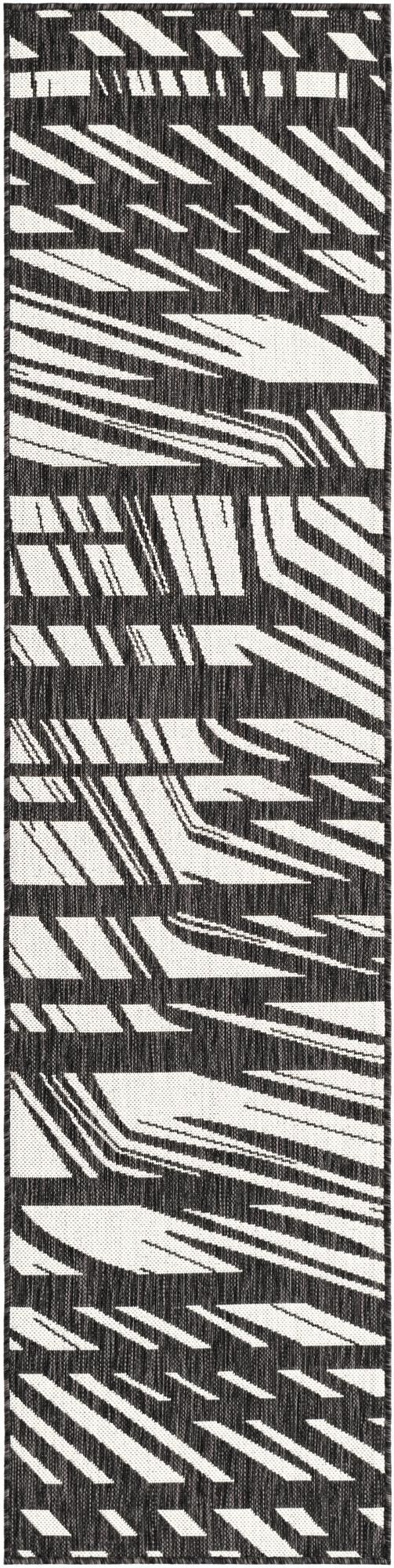 2' x 8' Frasier · Abstract geometric Outdoor Rug, black and white
