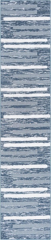 2' 7 x 12' Hornsby · Abstract striped rug, navy and ivory