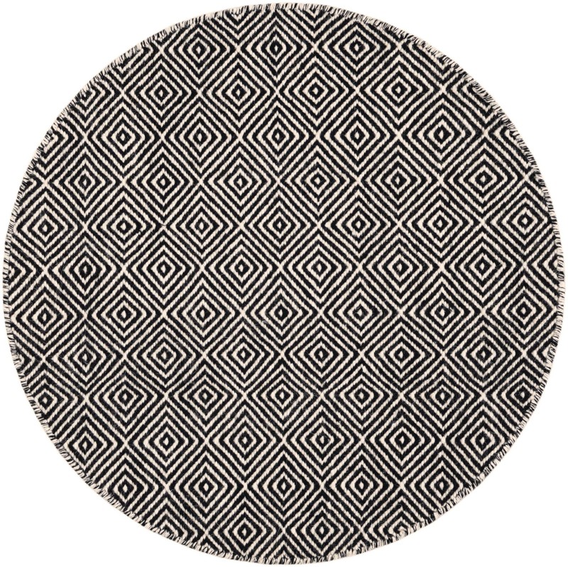 3' 1 x 3' 1 Standish · Diamond Wool Rug, black and ivory