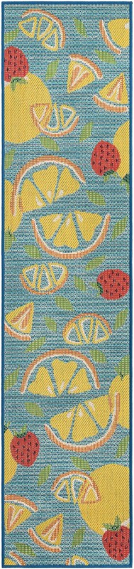 2' x 8' Masterson · Floral / botanical Outdoor Rug, blue