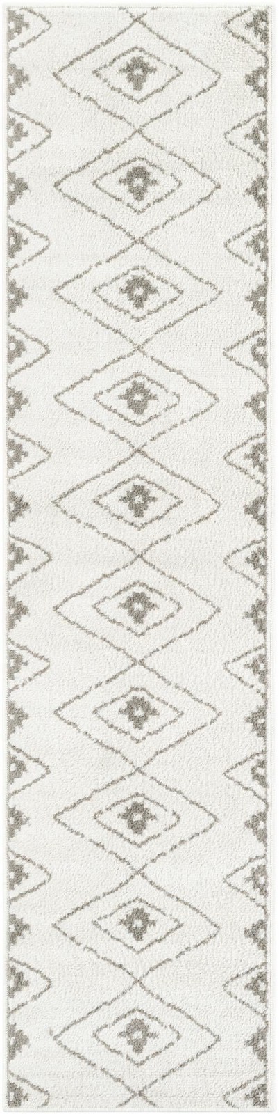 2' x 8' Sumac · Diamond rug, ivory and gray