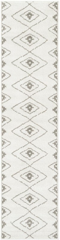 2' x 8' Sumac · Diamond rug, ivory and gray