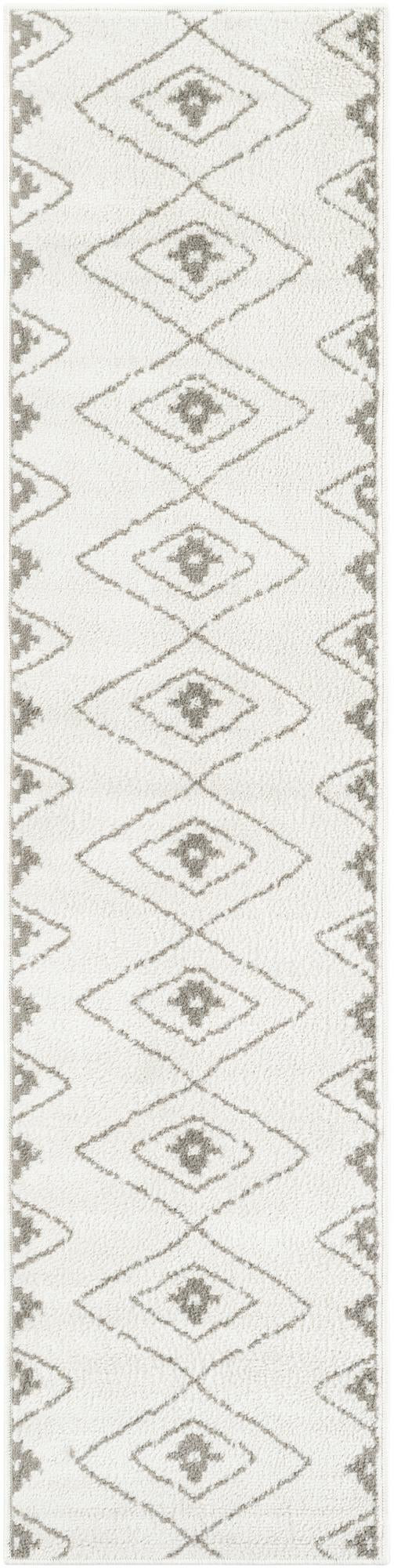 2' x 8' Sumac · Diamond rug, ivory and gray
