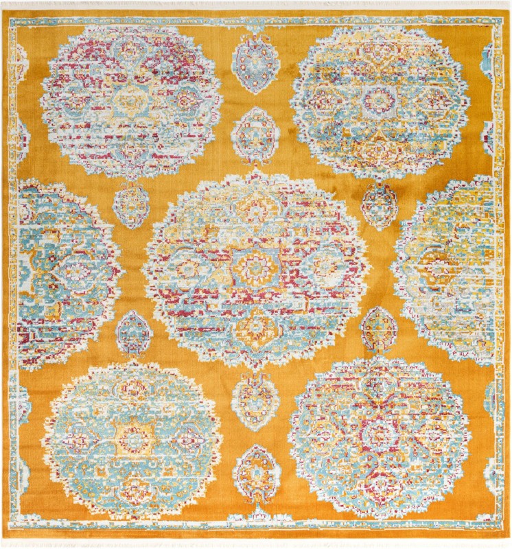 8' 2 x 8' 2 Mather · Border rug, orange