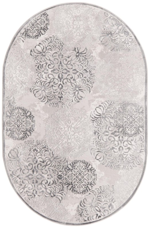5' 3 x 8' Sequoia · Medallion rug, gray and ivory