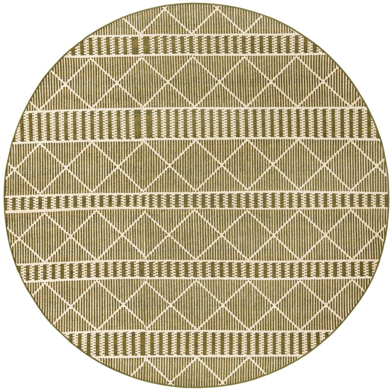 Lomax · Geometric Outdoor Rug, green and ivory