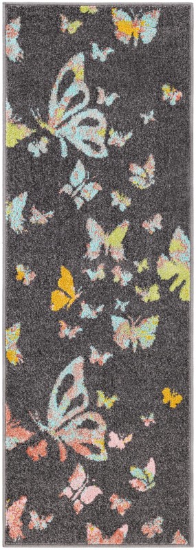 2' 2 x 6' Radcliffe · Border rug, charcoal gray