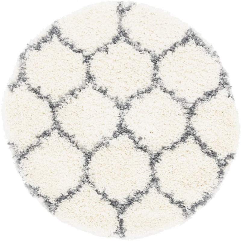 Everett · Lattice Shag Rug, ivory and gray