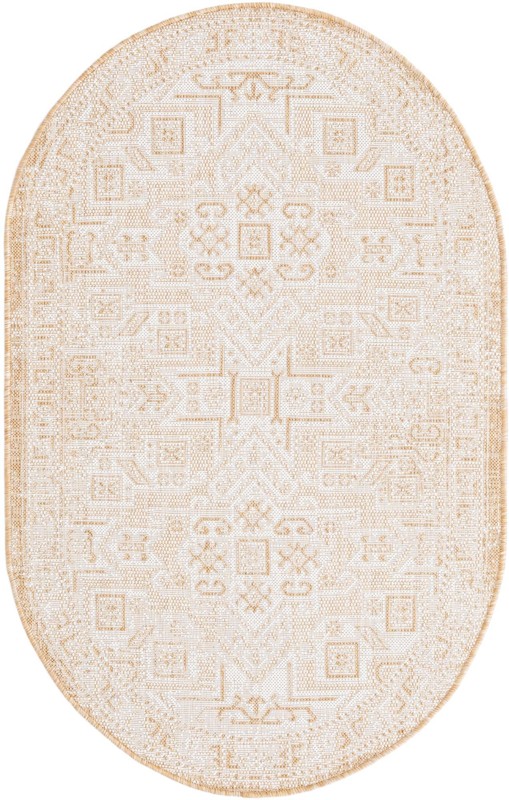 3' x 5' 3 Estuary · Geometric medallion Outdoor Rug, natural and beige