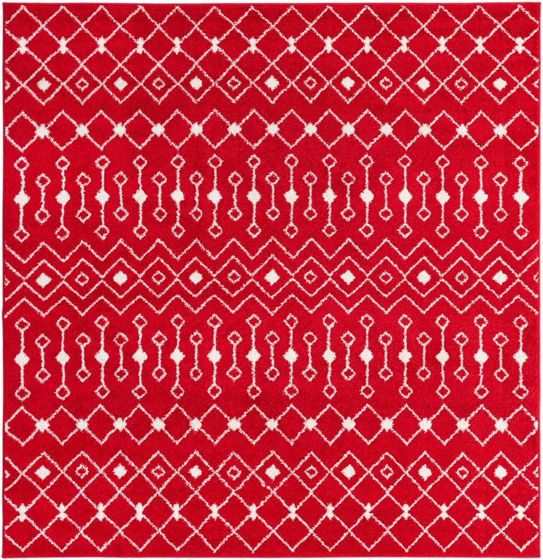7' 10 x 7' 10 Boswell · Geometric trellis rug, burgundy and ivory